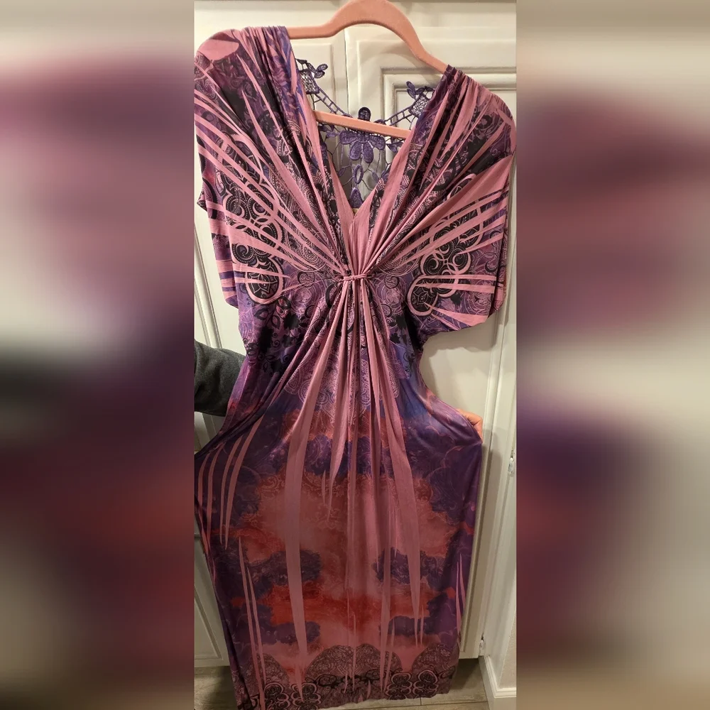 ONE WORLD Pink and Purple Women's Dress - Picture 3 of 15